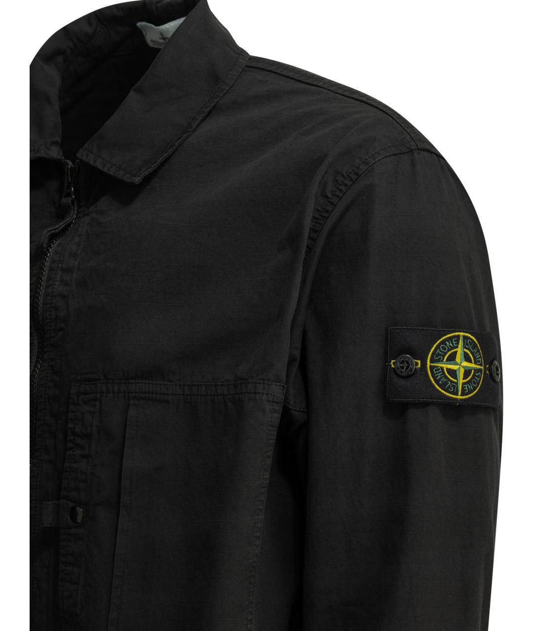 STONE ISLAND Черная хлопковая куртка, фото 4