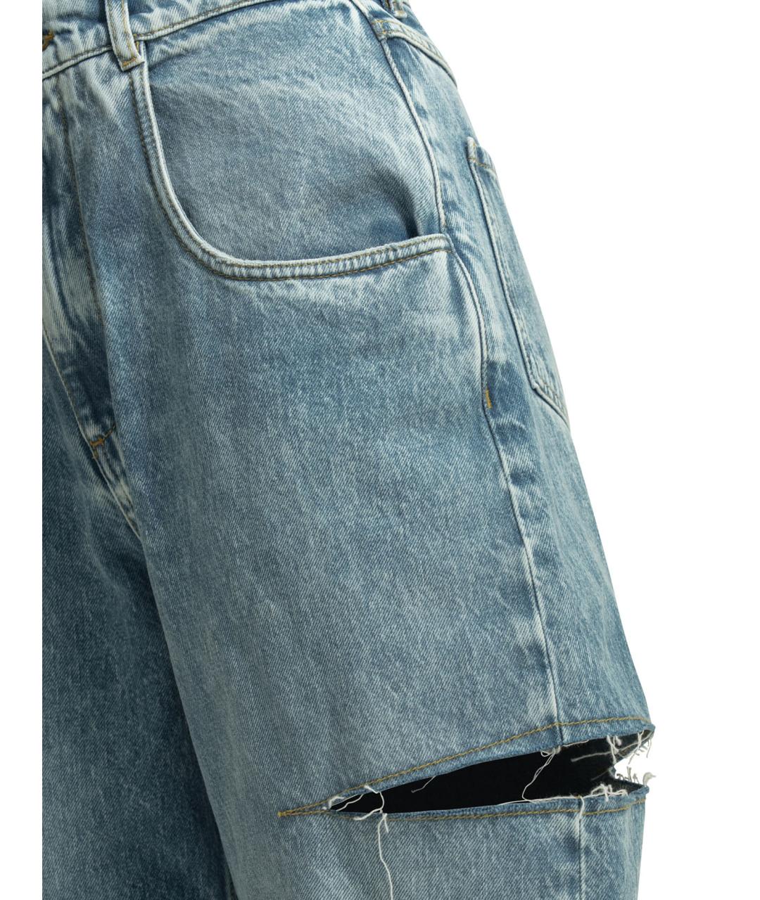MAISON MARGIELA Голубые хлопковые прямые джинсы, фото 3
