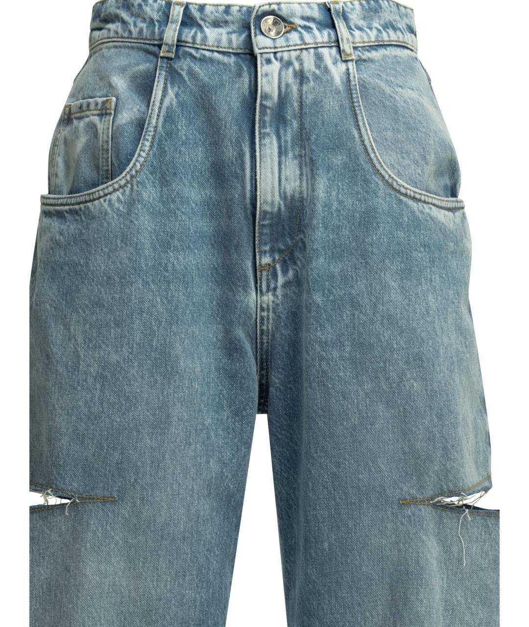 MAISON MARGIELA Голубые хлопковые прямые джинсы, фото 2