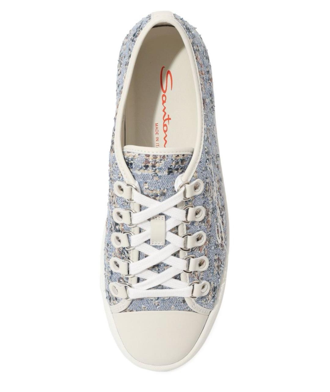 SANTONI Голубые текстильные кеды, фото 3