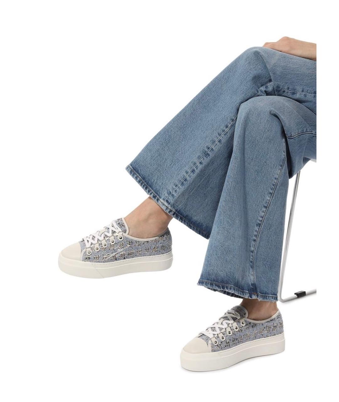 SANTONI Голубые текстильные кеды, фото 6