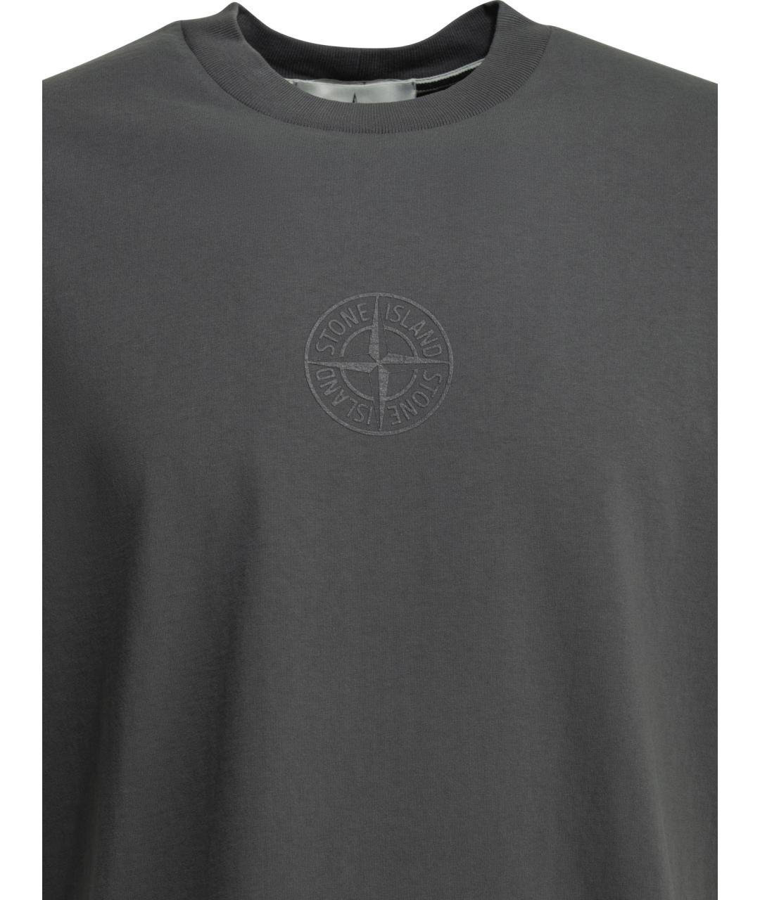 STONE ISLAND Серая хлопковая футболка, фото 3