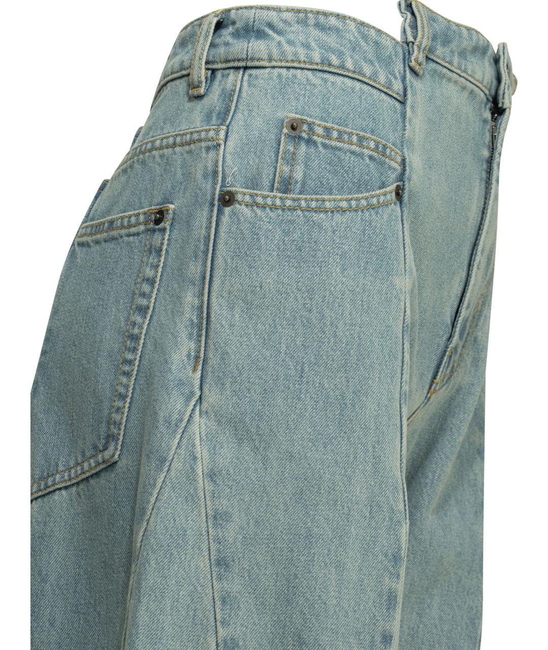 MAISON MARGIELA Голубые хлопковые прямые джинсы, фото 4