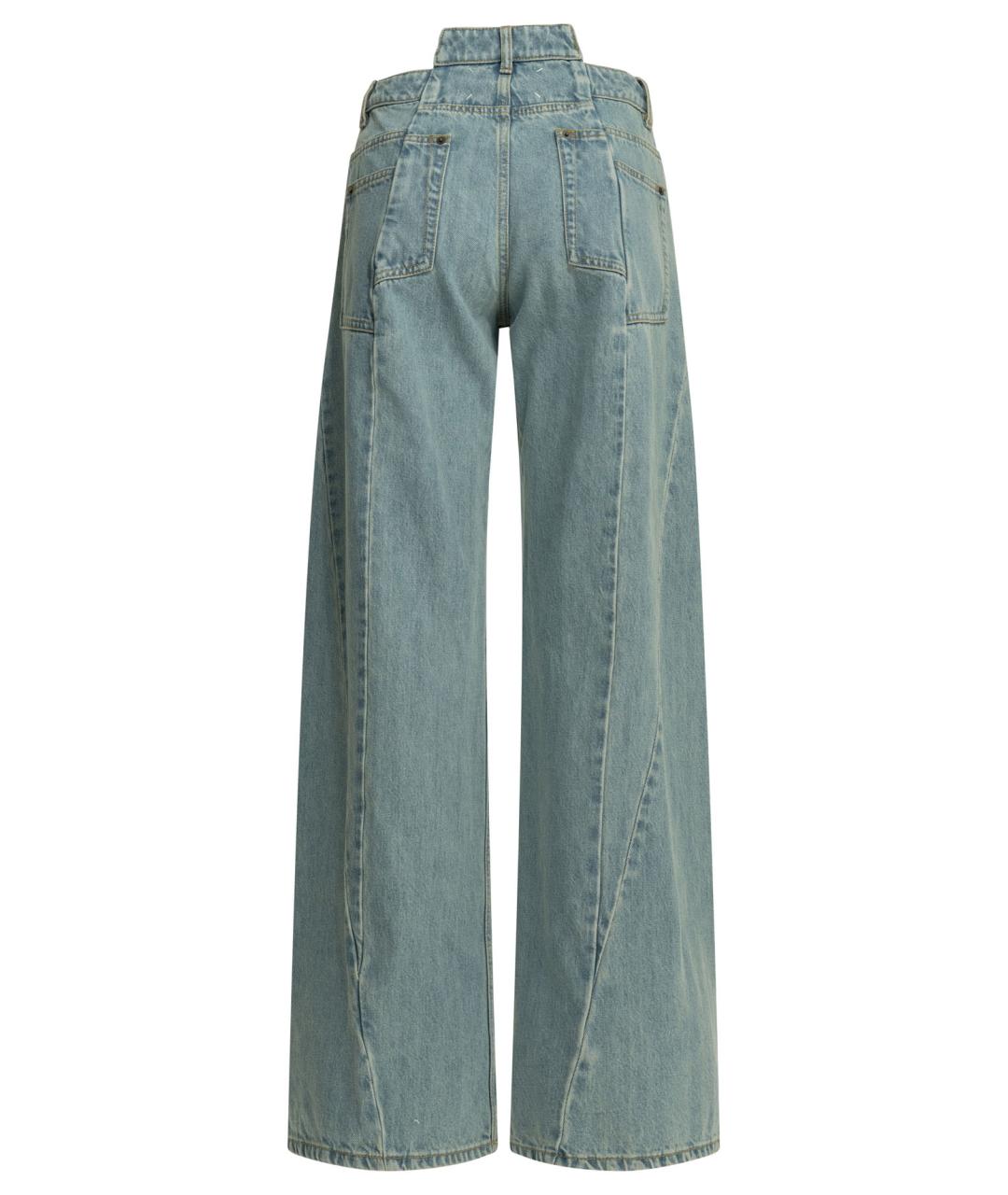 MAISON MARGIELA Голубые хлопковые прямые джинсы, фото 2