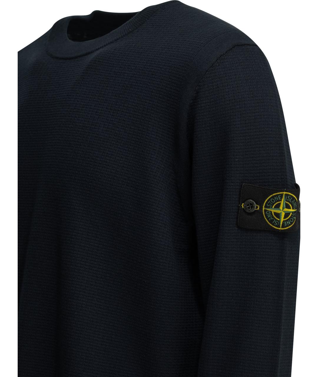STONE ISLAND Темно-синий хлопковый джемпер / свитер, фото 4
