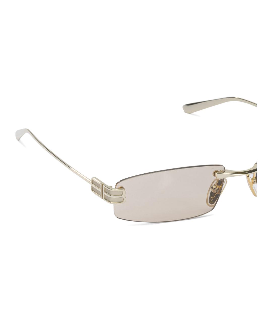 BALENCIAGA Золотые металлические солнцезащитные очки, фото 2