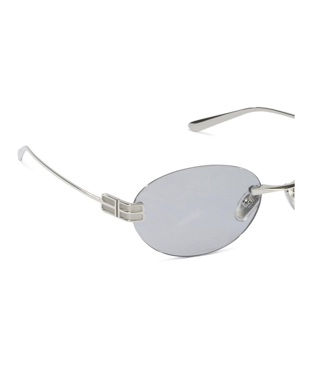 BALENCIAGA Серебряные металлические солнцезащитные очки, фото 2