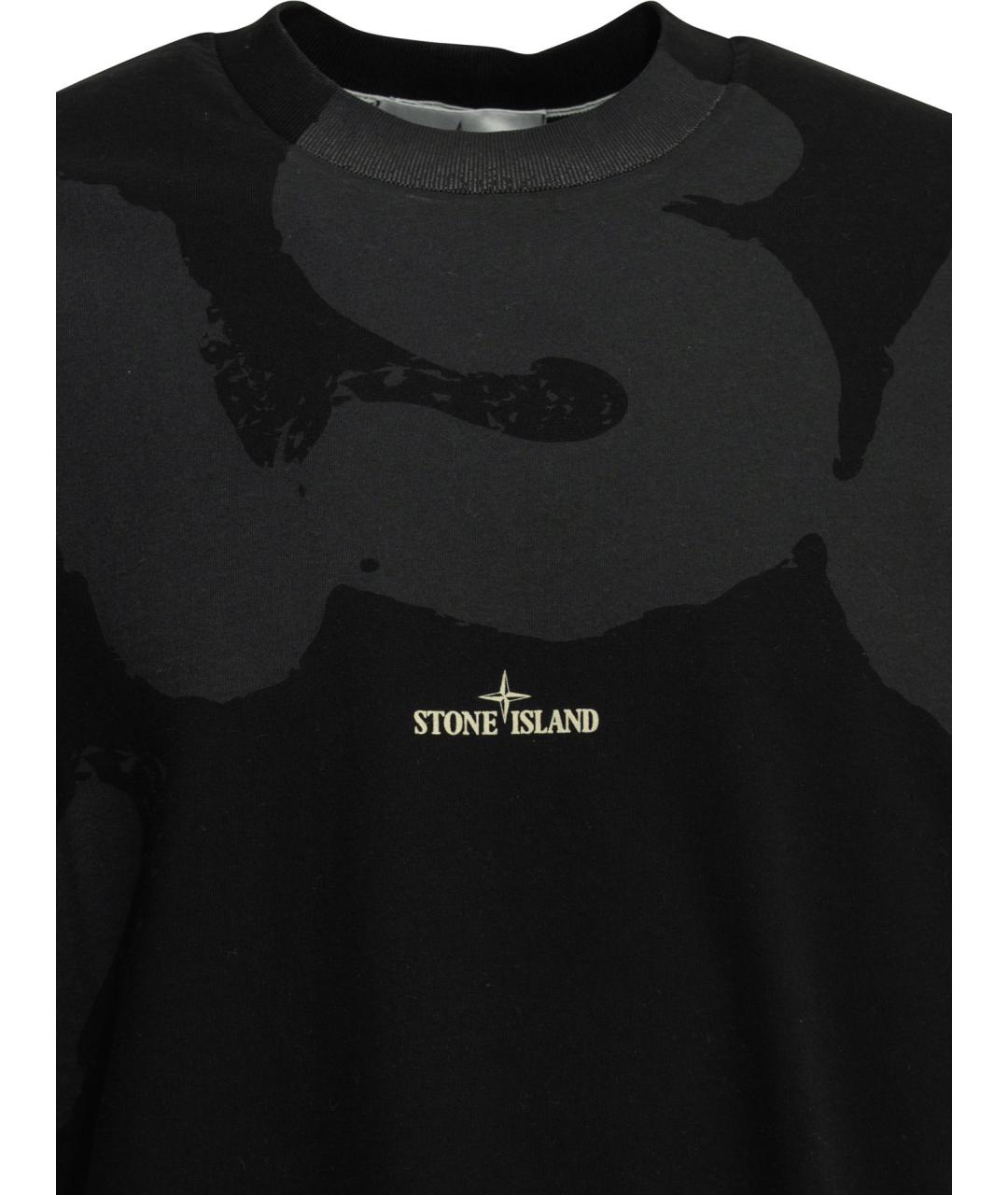 STONE ISLAND Черная хлопковая футболка, фото 3
