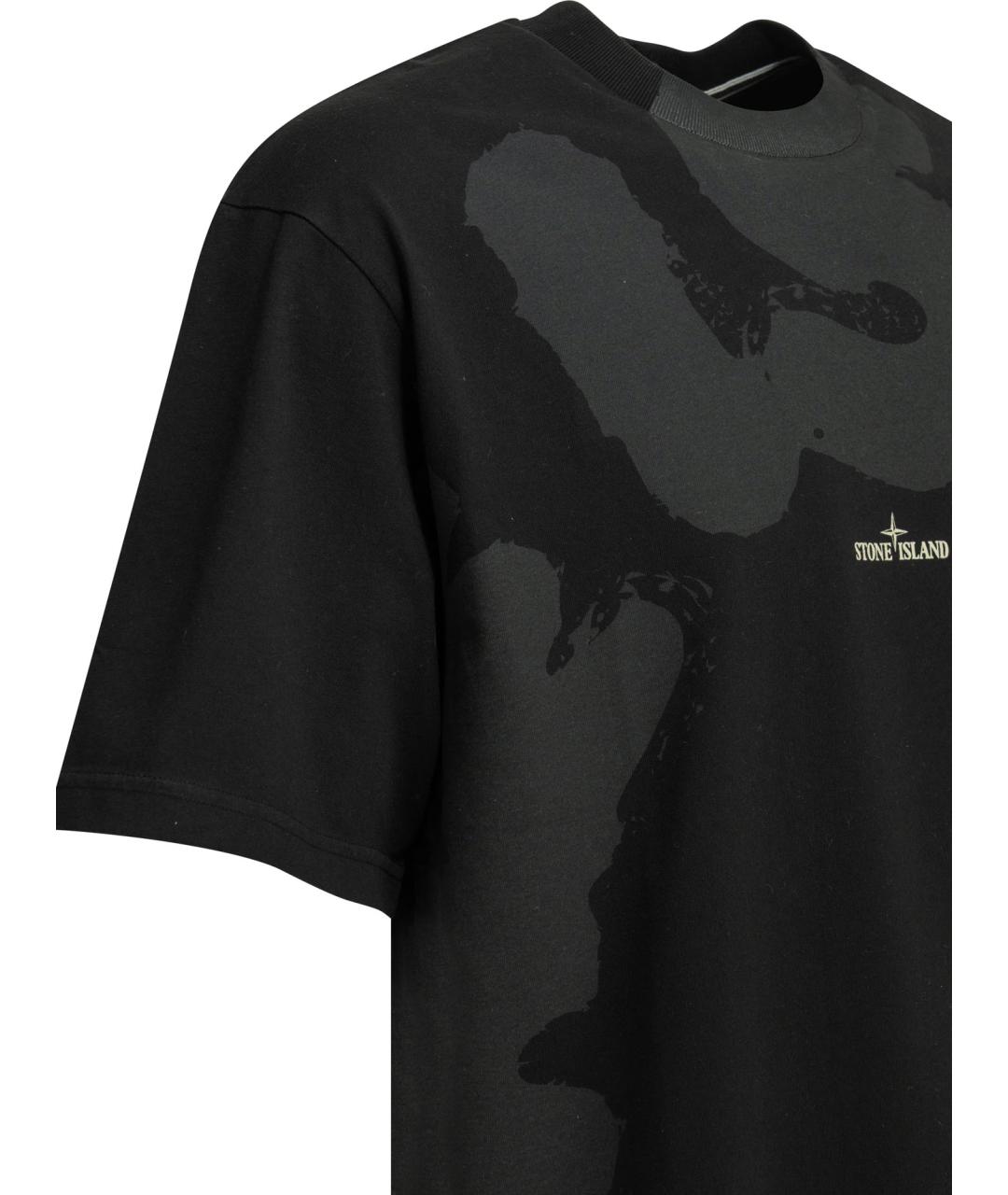 STONE ISLAND Черная хлопковая футболка, фото 4