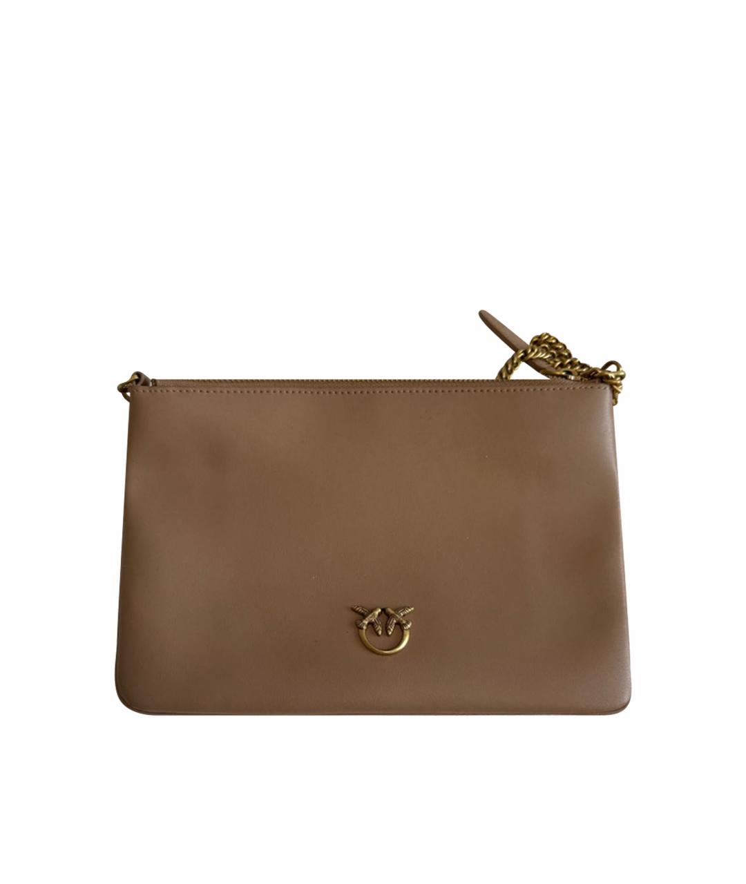 PINKO Бежевая кожаная сумка через плечо, фото 1