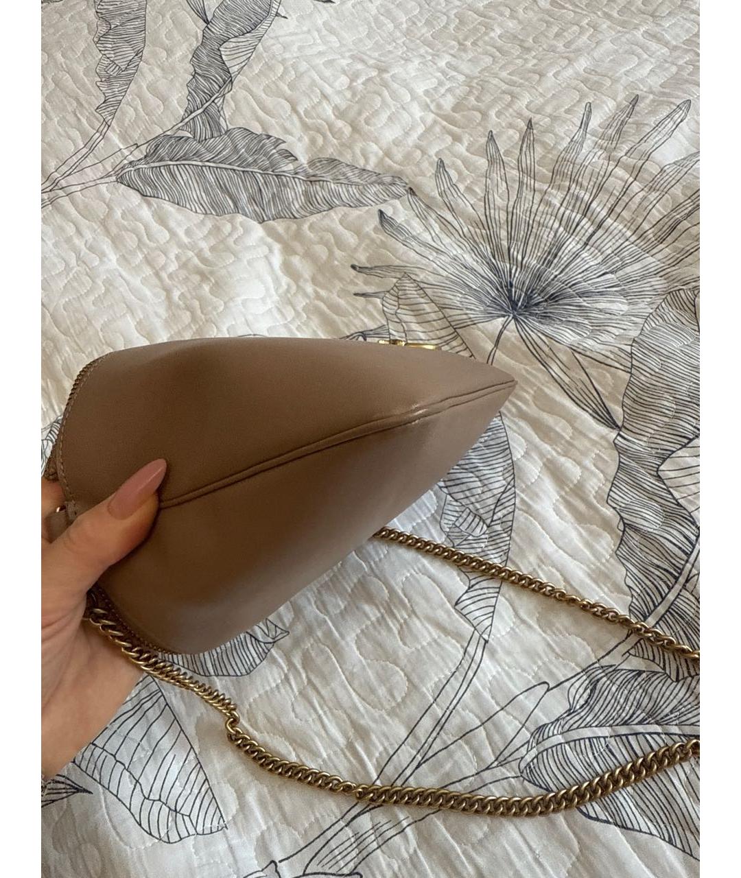 PINKO Бежевая кожаная сумка через плечо, фото 5