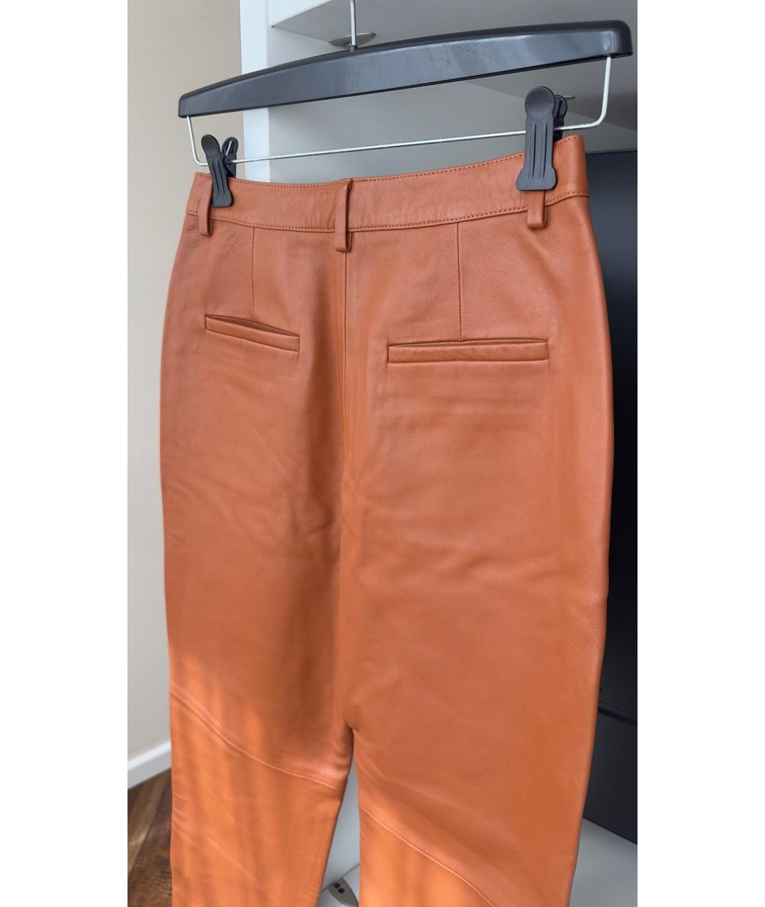 12 STOREEZ Оранжевое кожаные прямые брюки, фото 4