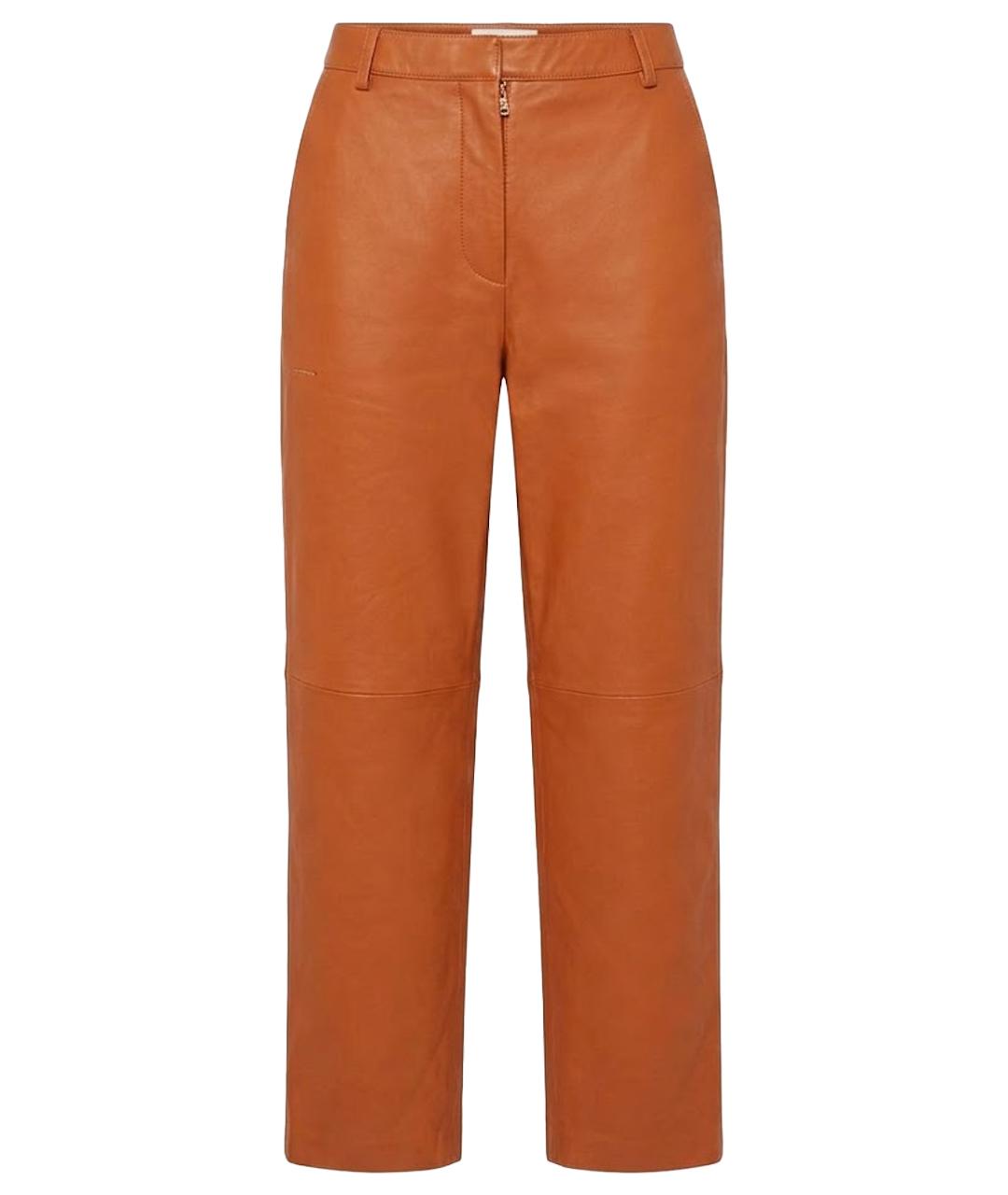 12 STOREEZ Оранжевое кожаные прямые брюки, фото 1