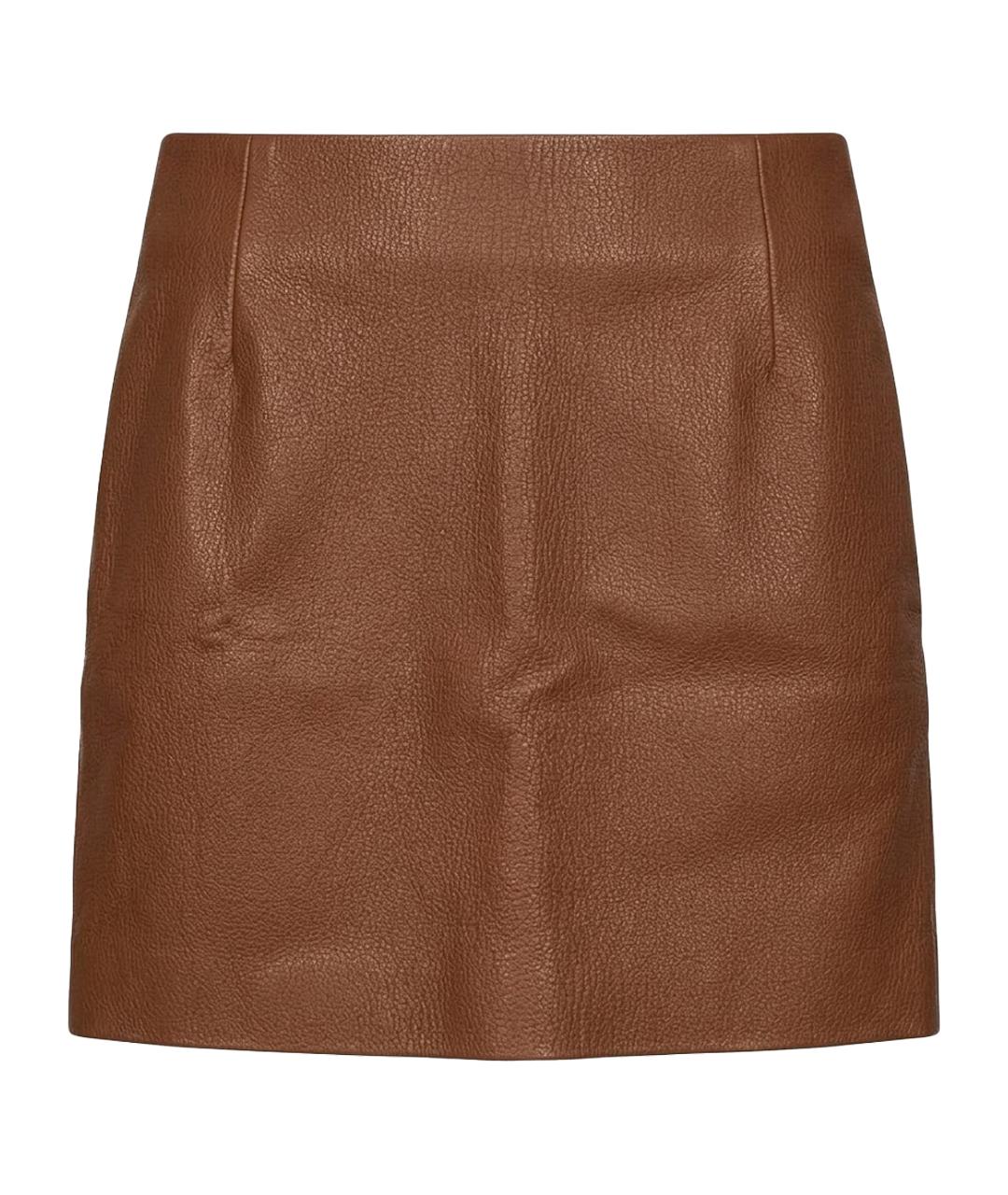 12 STOREEZ Оранжевая кожаная юбка мини, фото 1