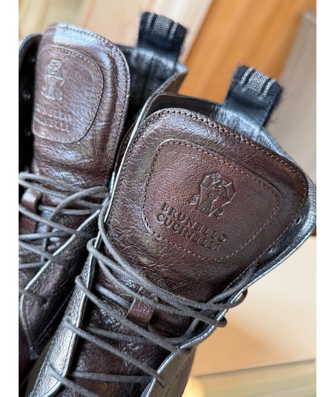 BRUNELLO CUCINELLI Коричневые кожаные ботинки, фото 5