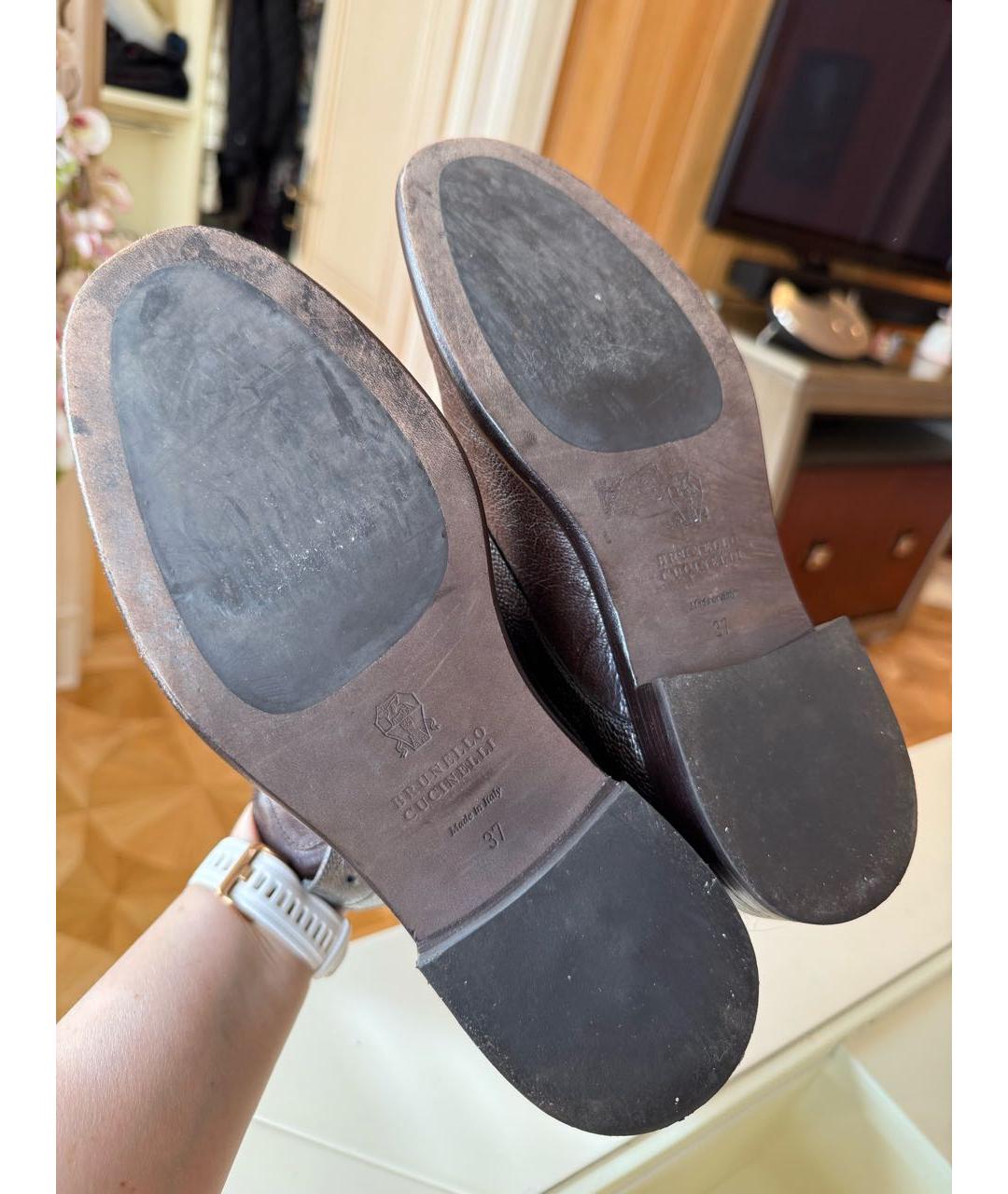 BRUNELLO CUCINELLI Коричневые кожаные ботинки, фото 7