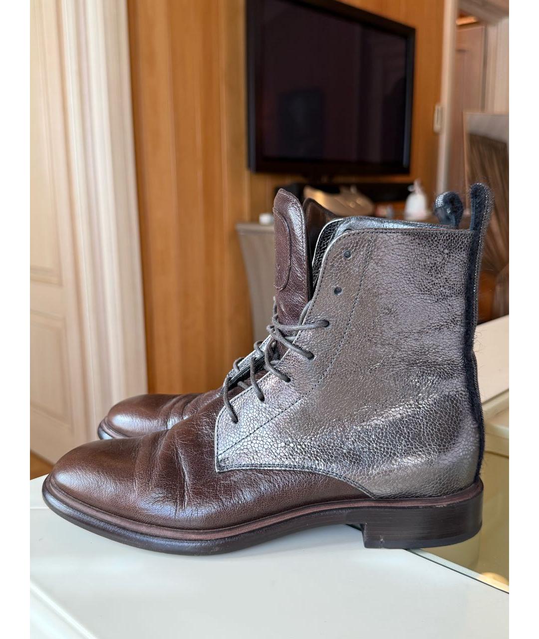 BRUNELLO CUCINELLI Коричневые кожаные ботинки, фото 4