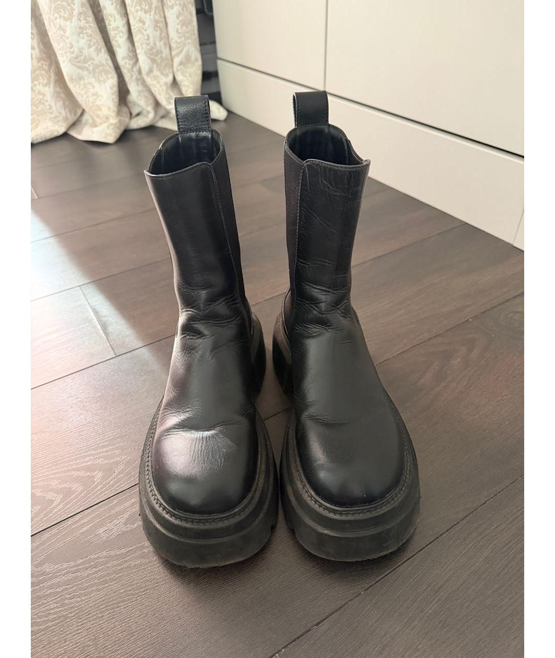 SPORTMAX Черные кожаные полусапоги, фото 2