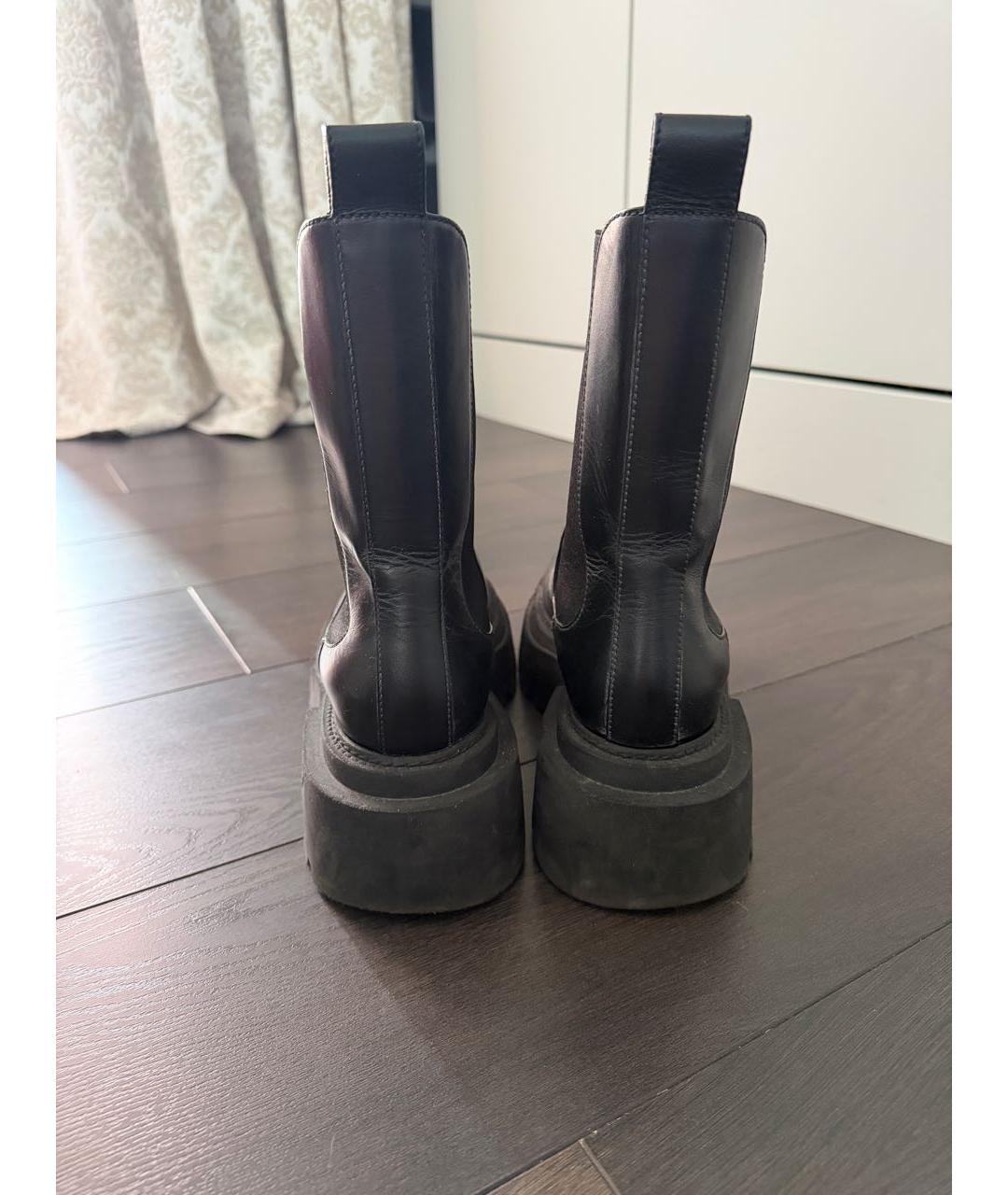 SPORTMAX Черные кожаные полусапоги, фото 4