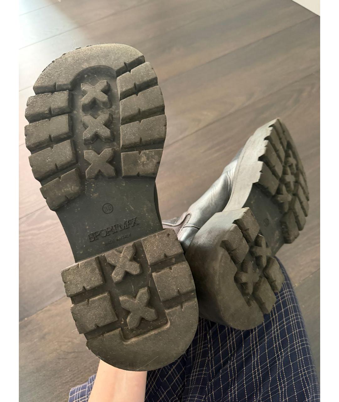 SPORTMAX Черные кожаные полусапоги, фото 6