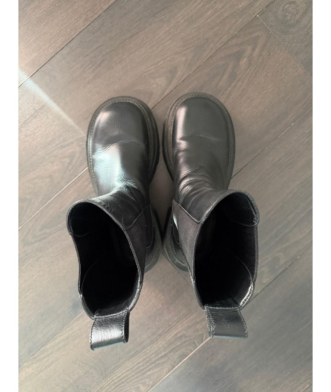 SPORTMAX Черные кожаные полусапоги, фото 3