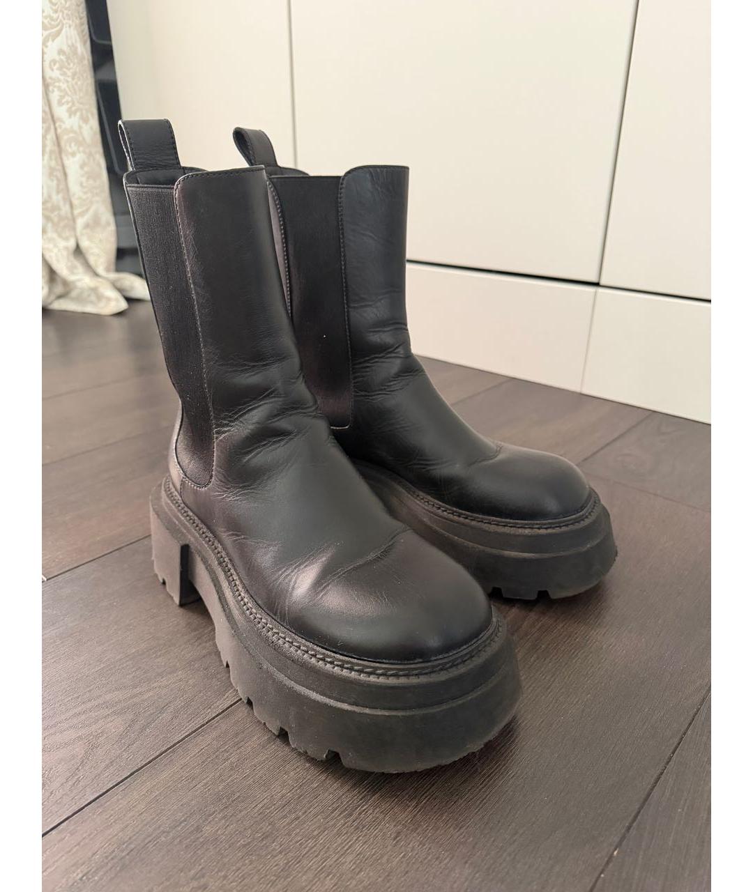 SPORTMAX Черные кожаные полусапоги, фото 5