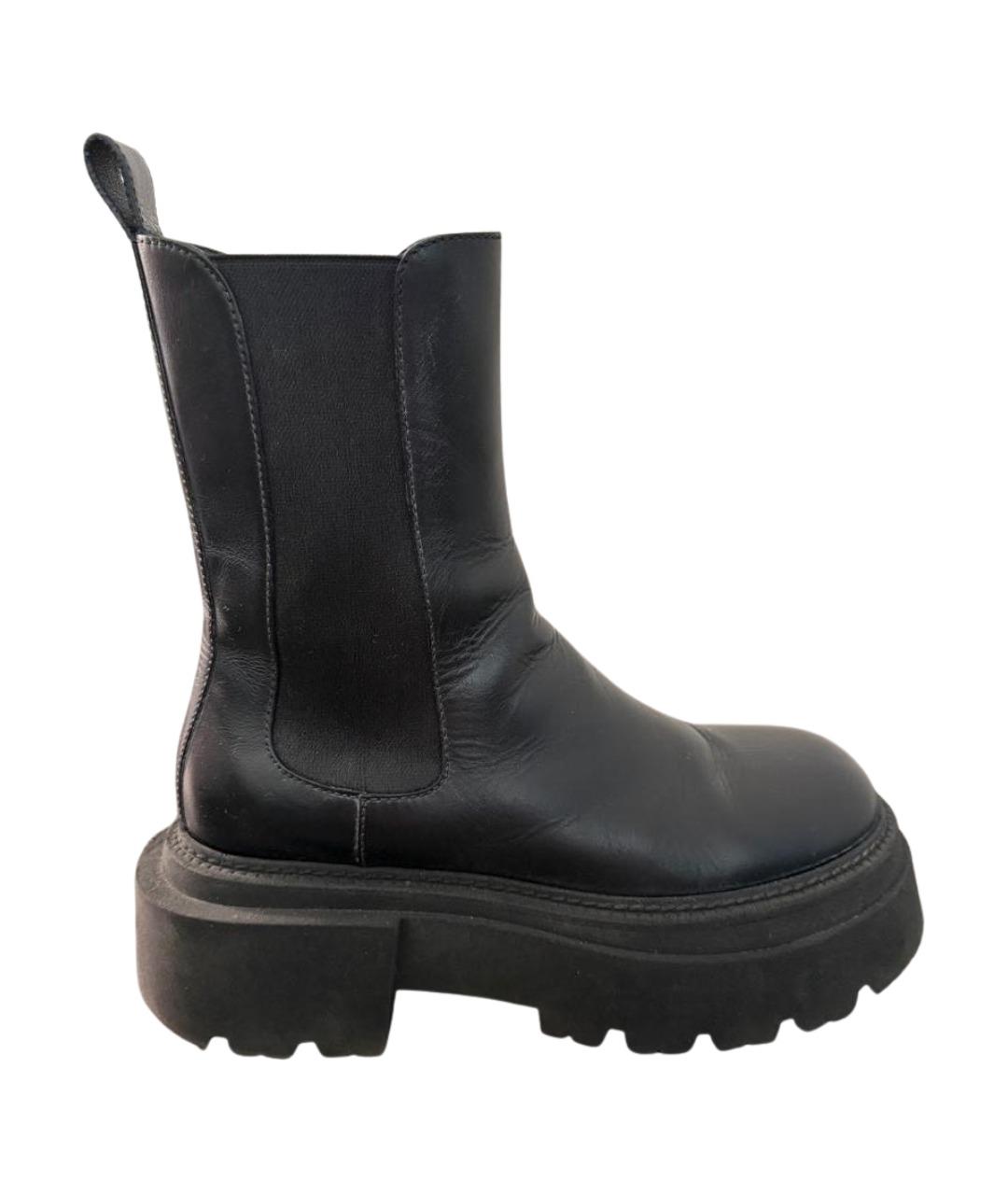 SPORTMAX Черные кожаные полусапоги, фото 1