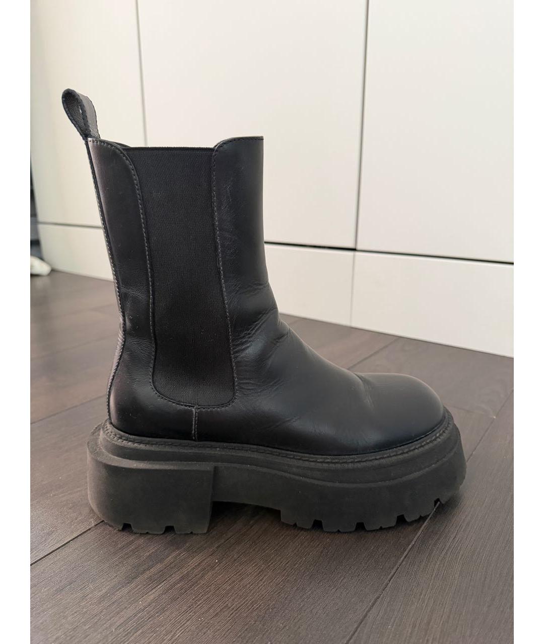SPORTMAX Черные кожаные полусапоги, фото 7
