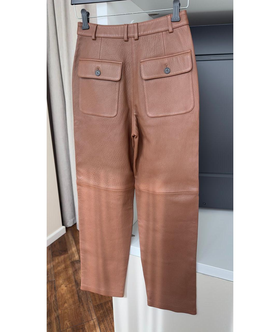 12 STOREEZ Оранжевое кожаные прямые брюки, фото 2