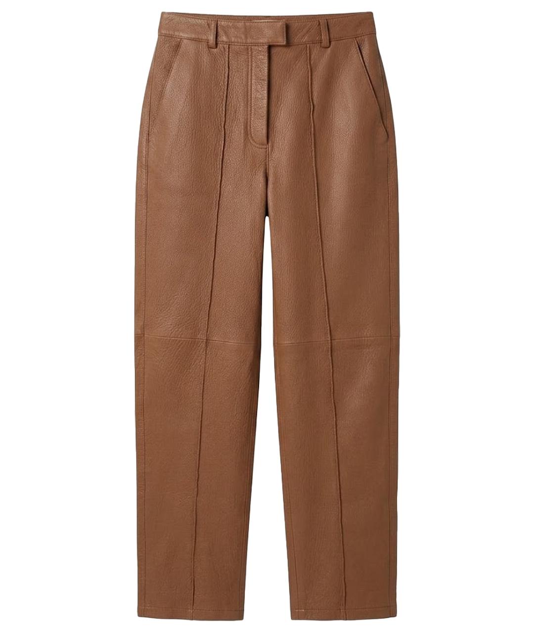 12 STOREEZ Оранжевое кожаные прямые брюки, фото 1