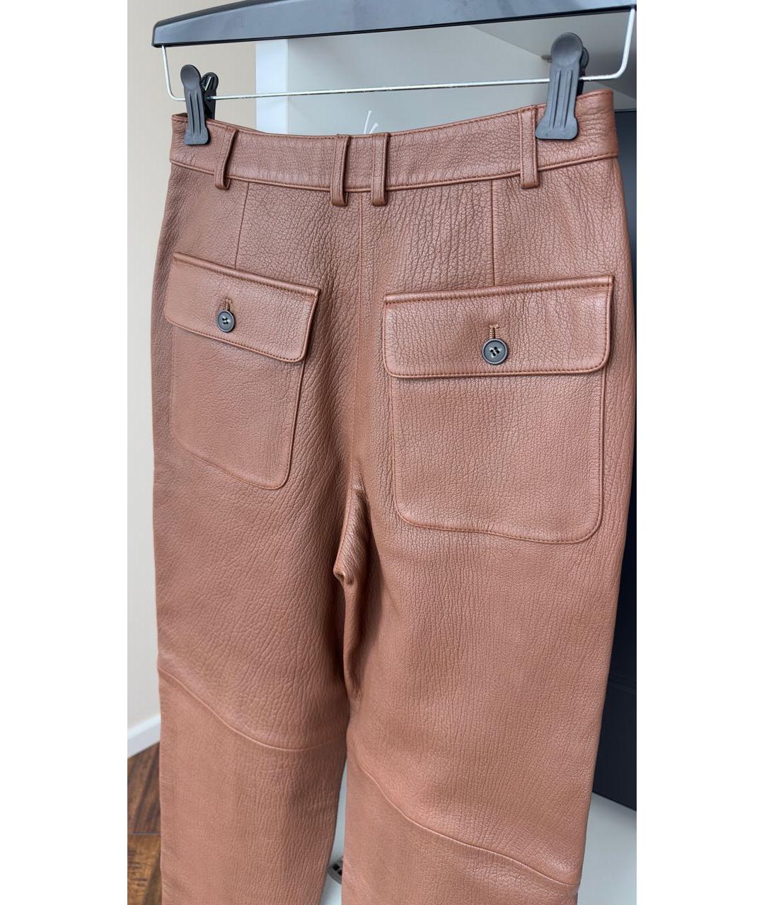 12 STOREEZ Оранжевое кожаные прямые брюки, фото 3