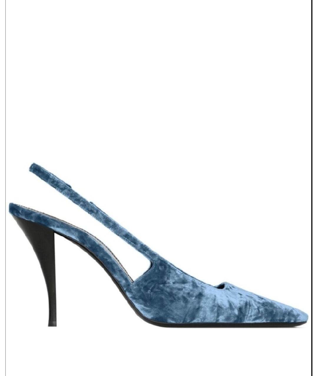 SAINT LAURENT Синие бархатные туфли, фото 3