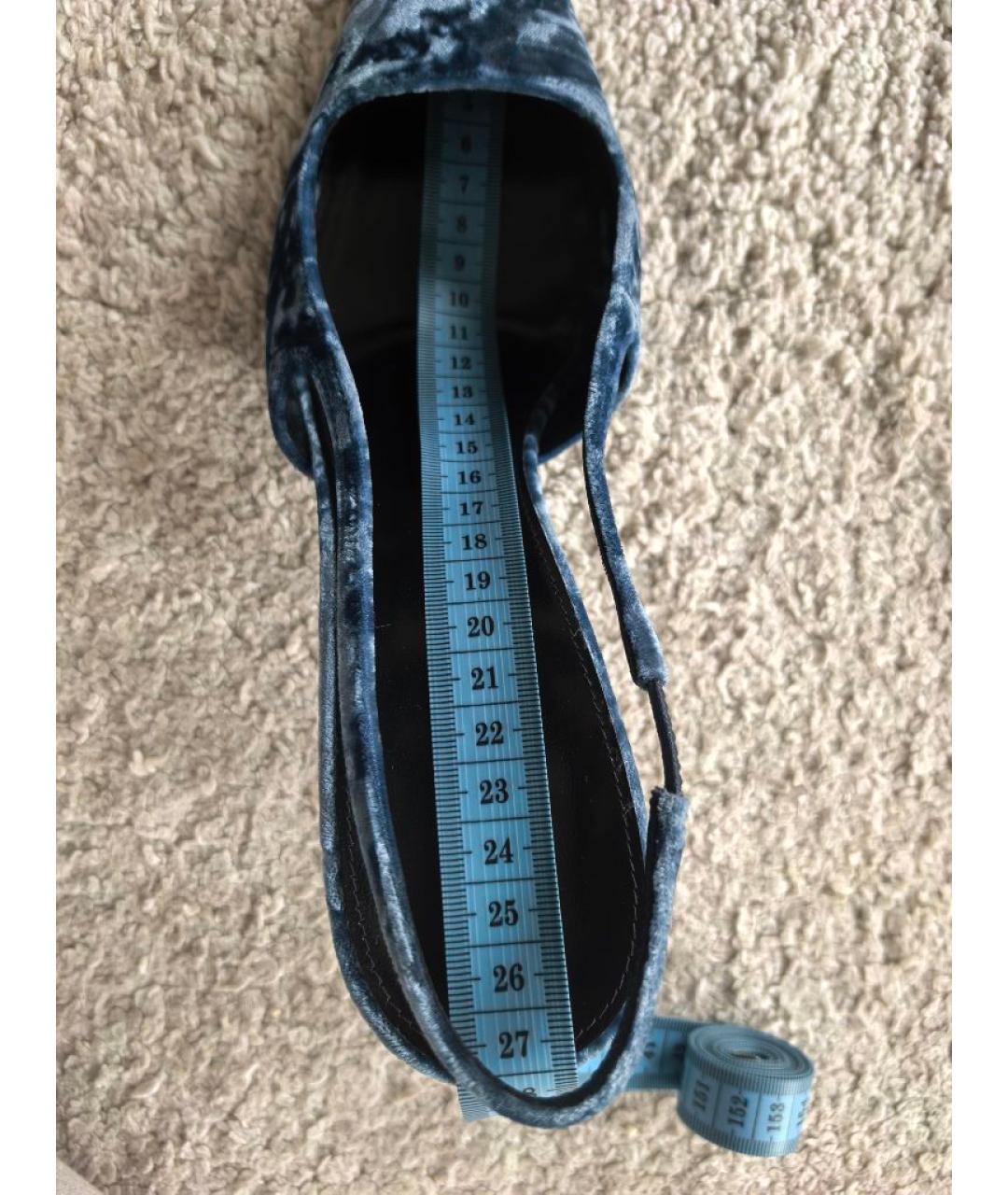 SAINT LAURENT Синие бархатные туфли, фото 4