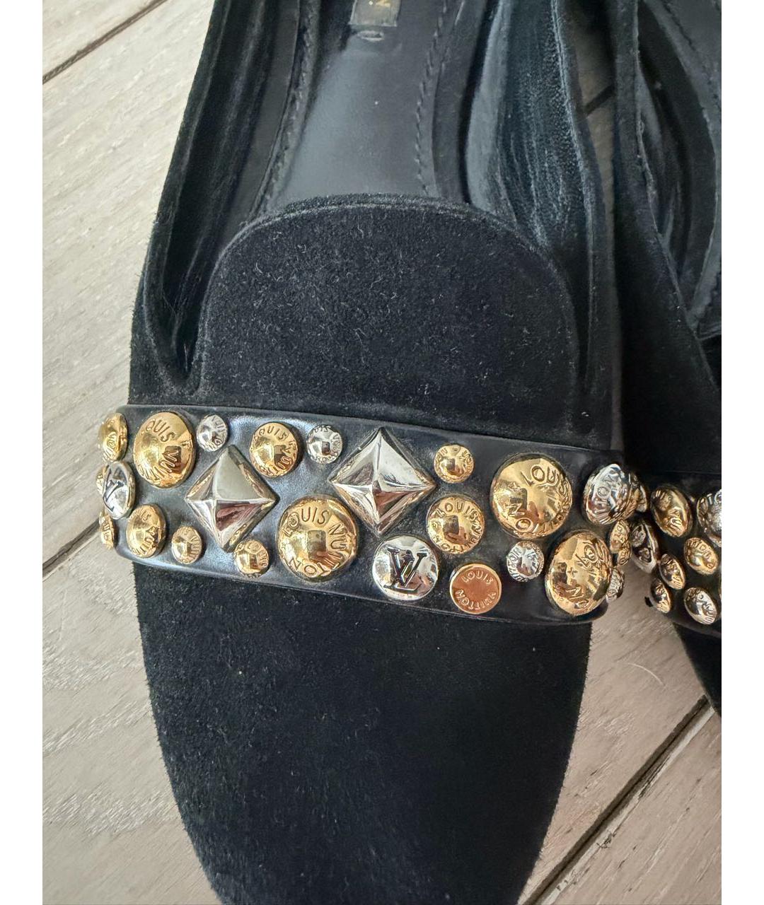 LOUIS VUITTON Черные замшевые лоферы, фото 5