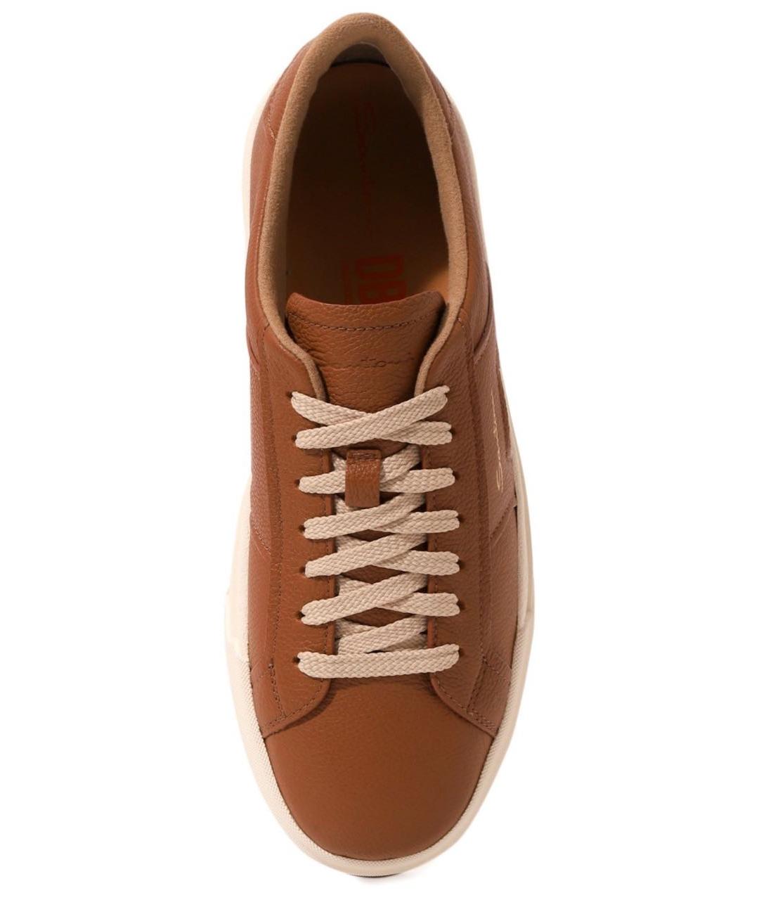 SANTONI Коричневые кожаные кеды, фото 3