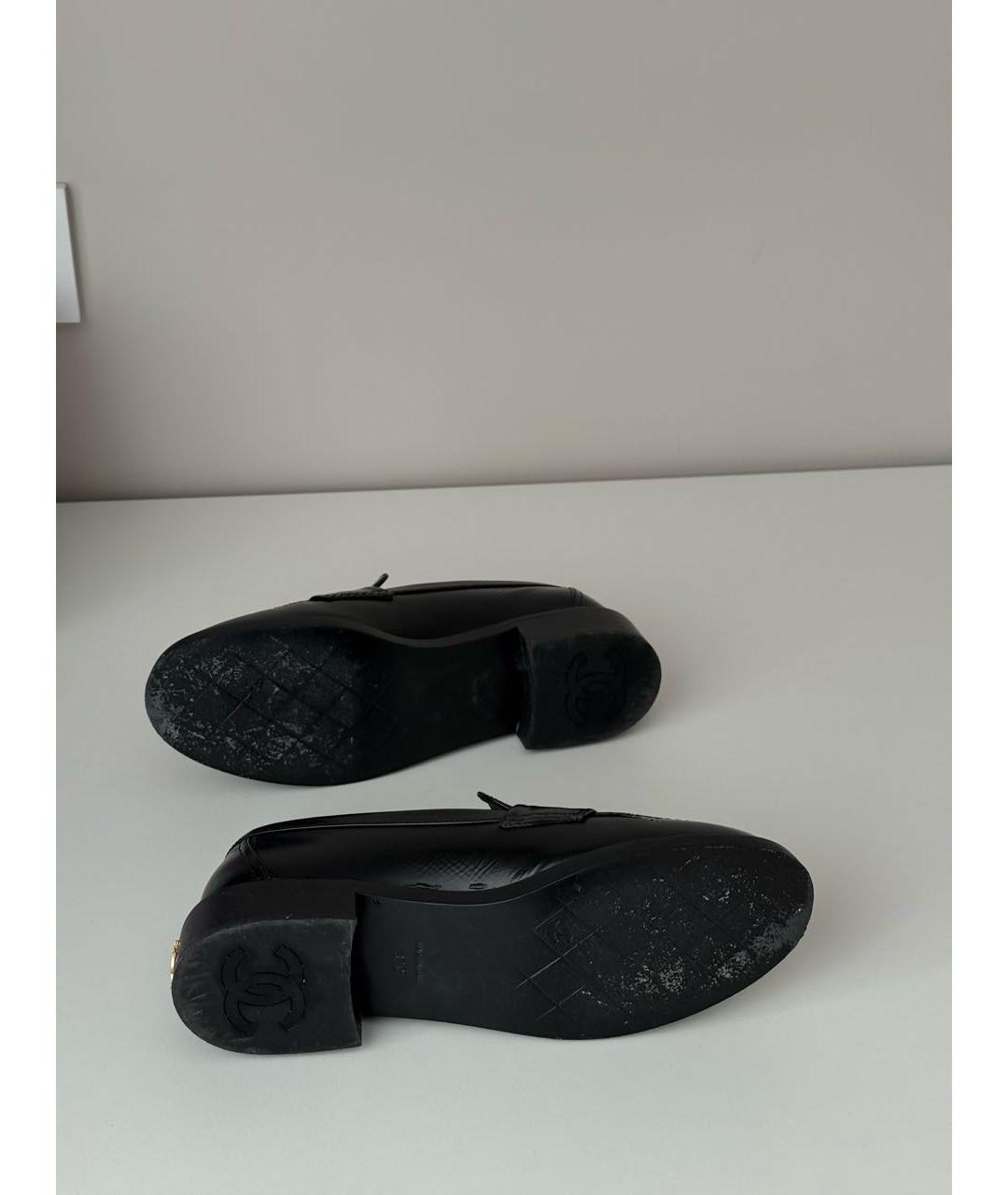 CHANEL Черные кожаные лоферы, фото 6