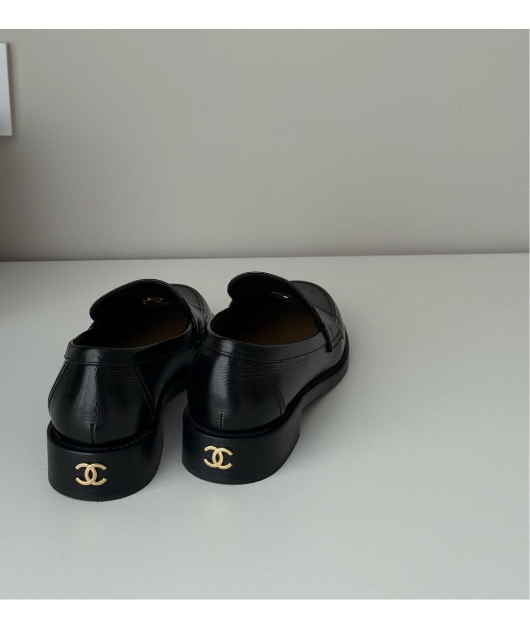 CHANEL Черные кожаные лоферы, фото 4