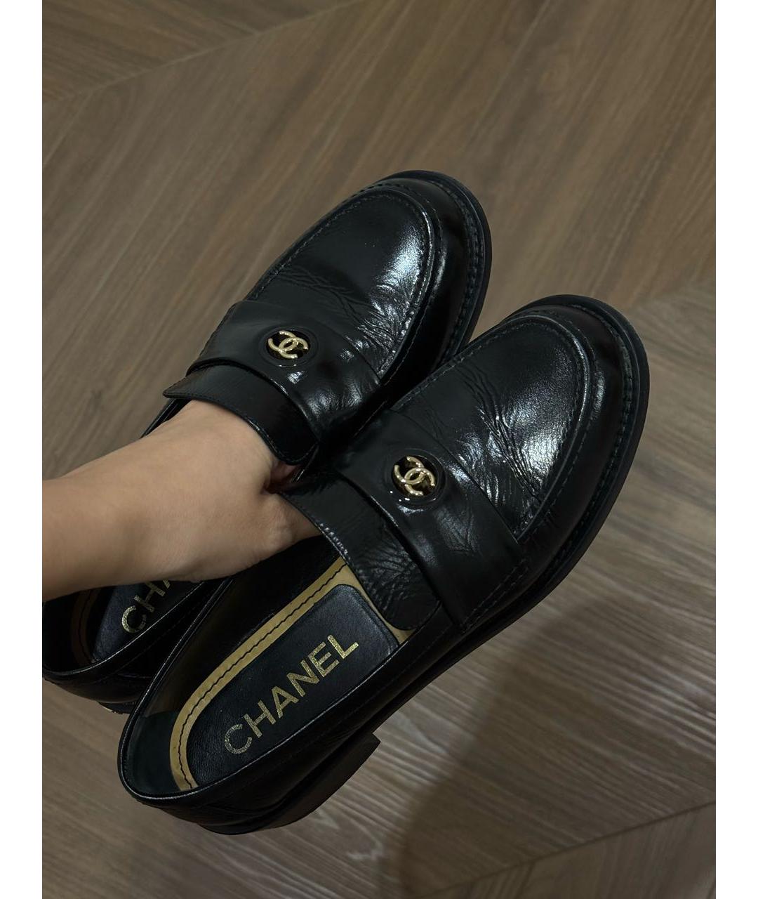 CHANEL Черные кожаные лоферы, фото 3