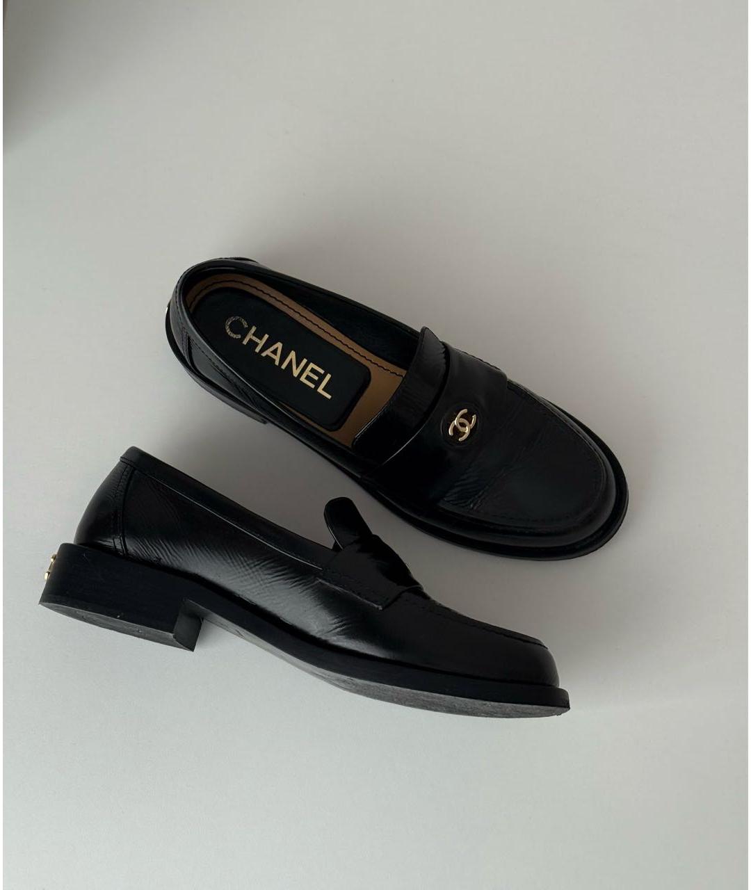 CHANEL Черные кожаные лоферы, фото 8