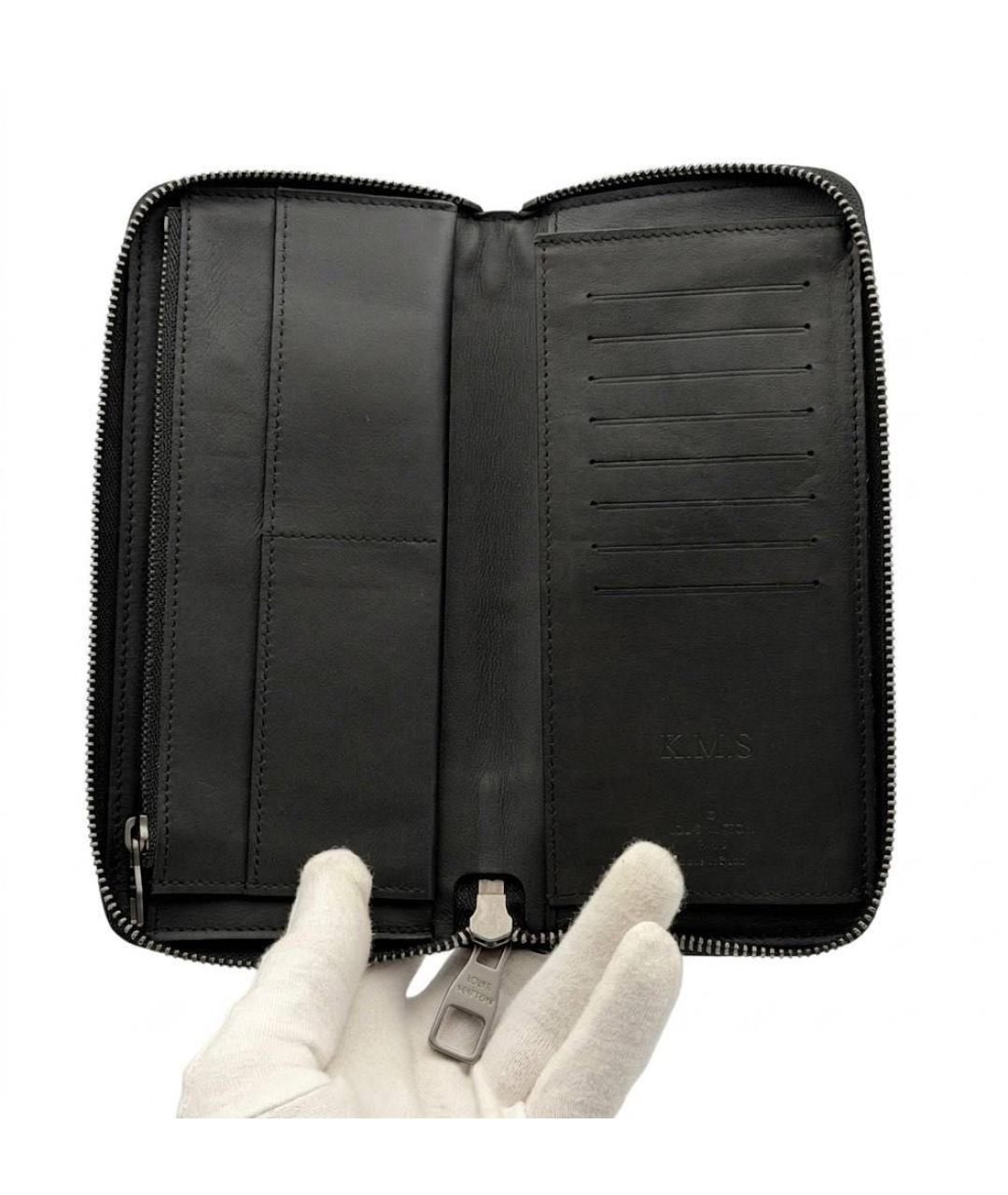 LOUIS VUITTON Черный кожаный кошелек, фото 2