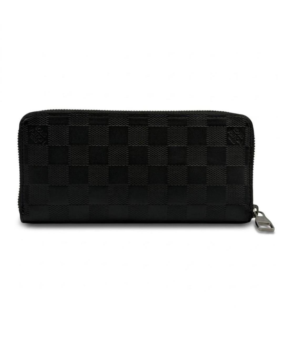 LOUIS VUITTON Черный кожаный кошелек, фото 3