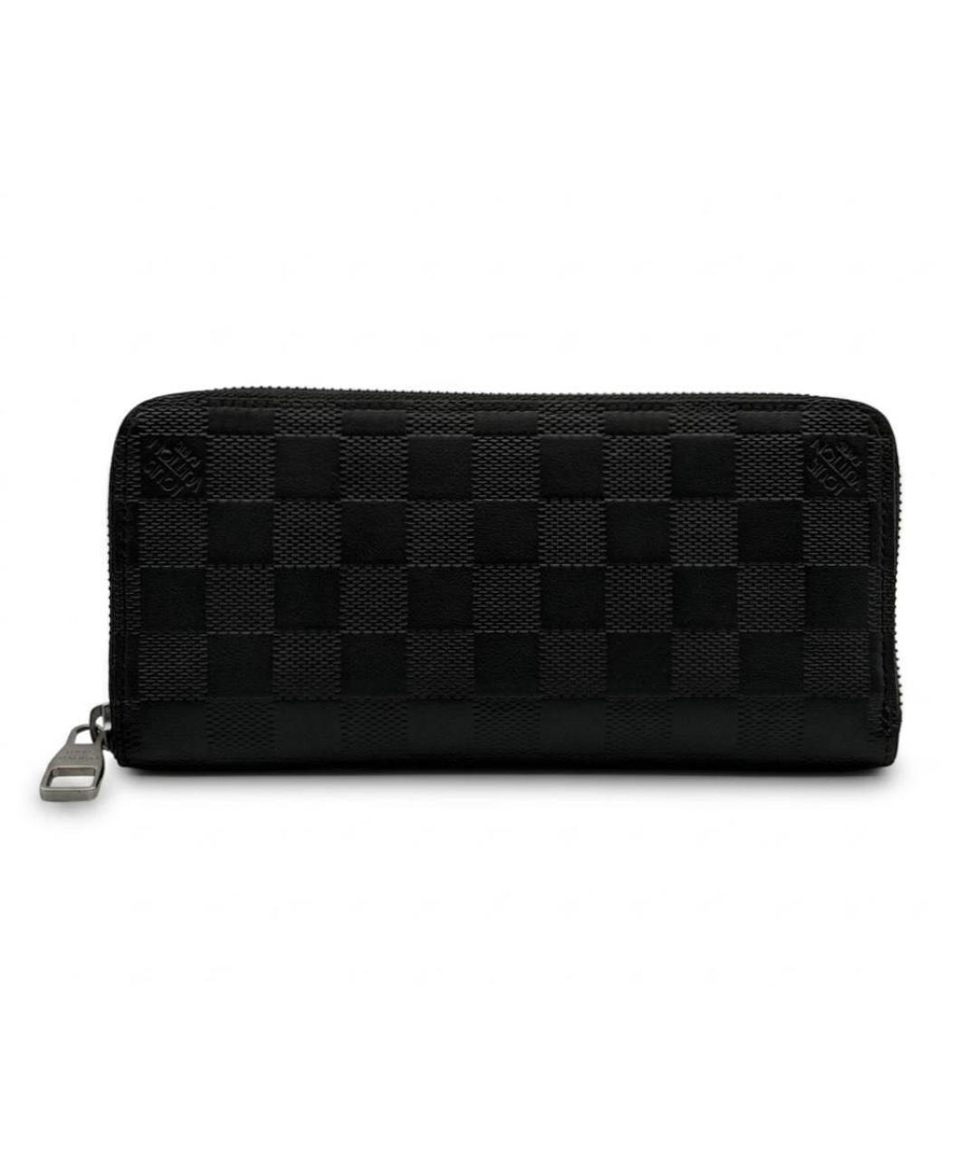 LOUIS VUITTON Черный кожаный кошелек, фото 4