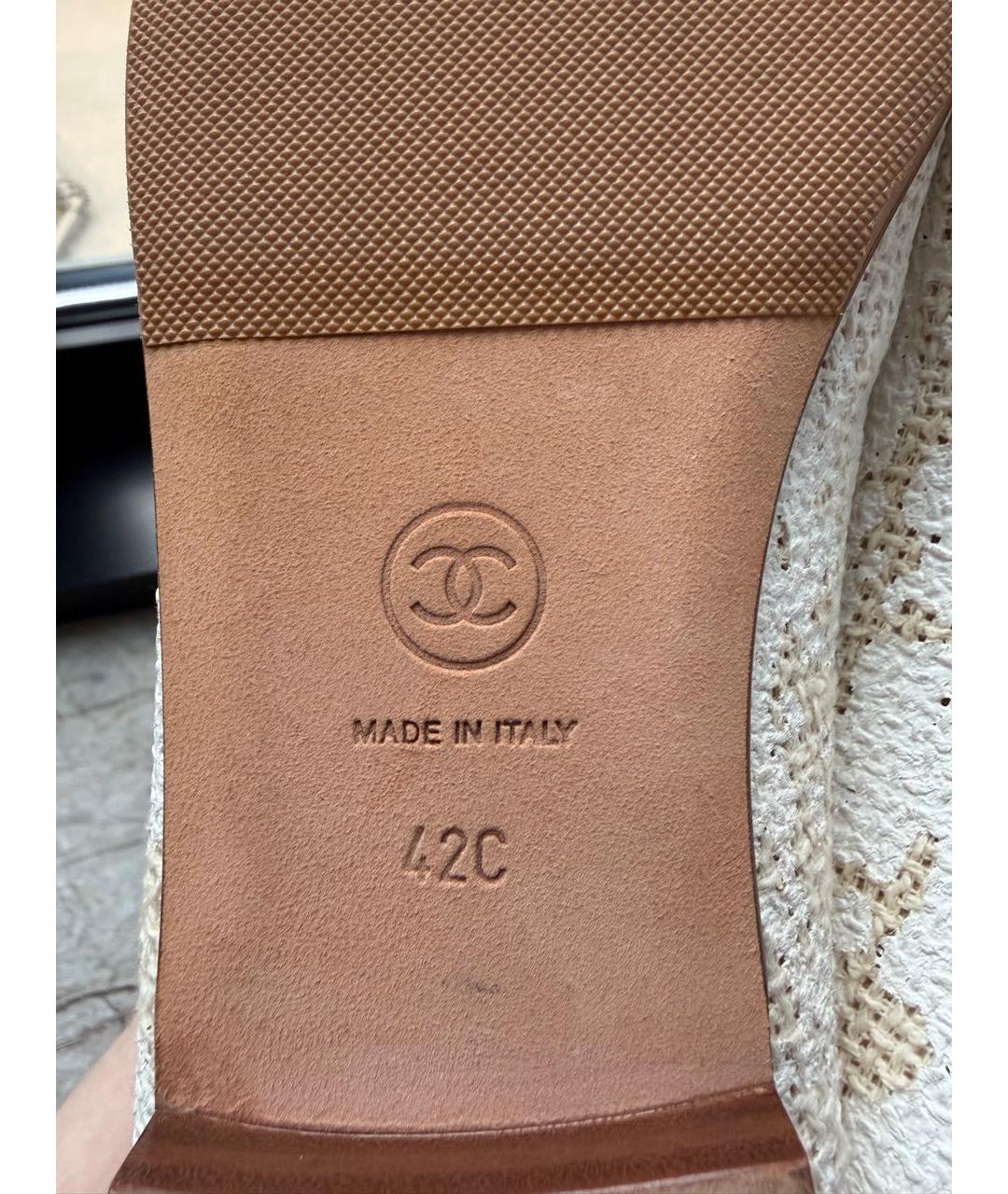 CHANEL Бежевые текстильные балетки, фото 6