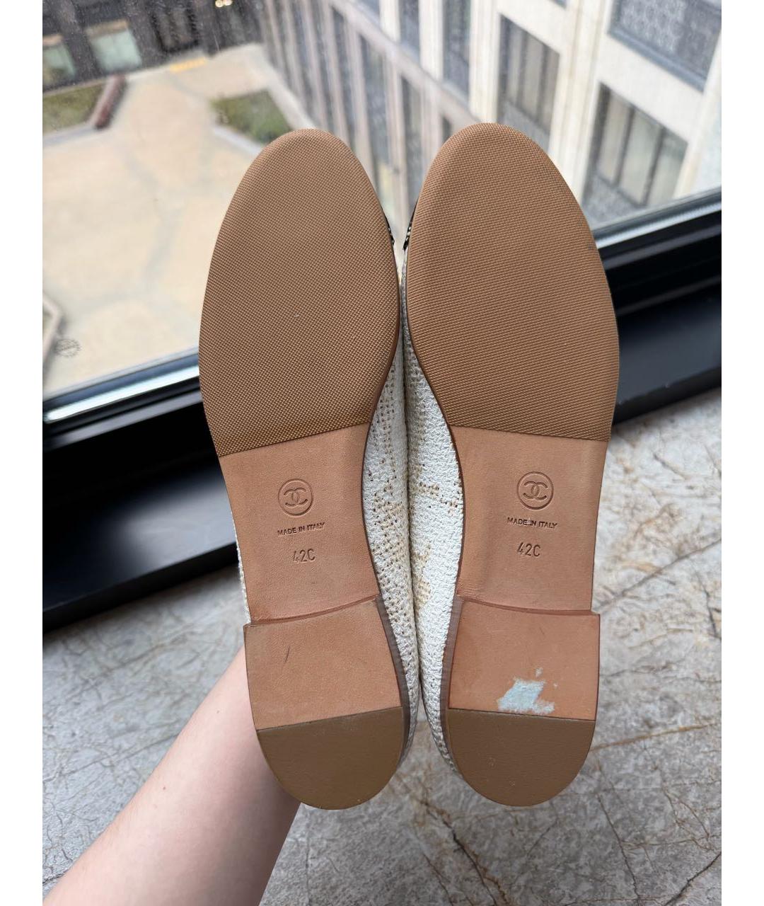 CHANEL Бежевые текстильные балетки, фото 5