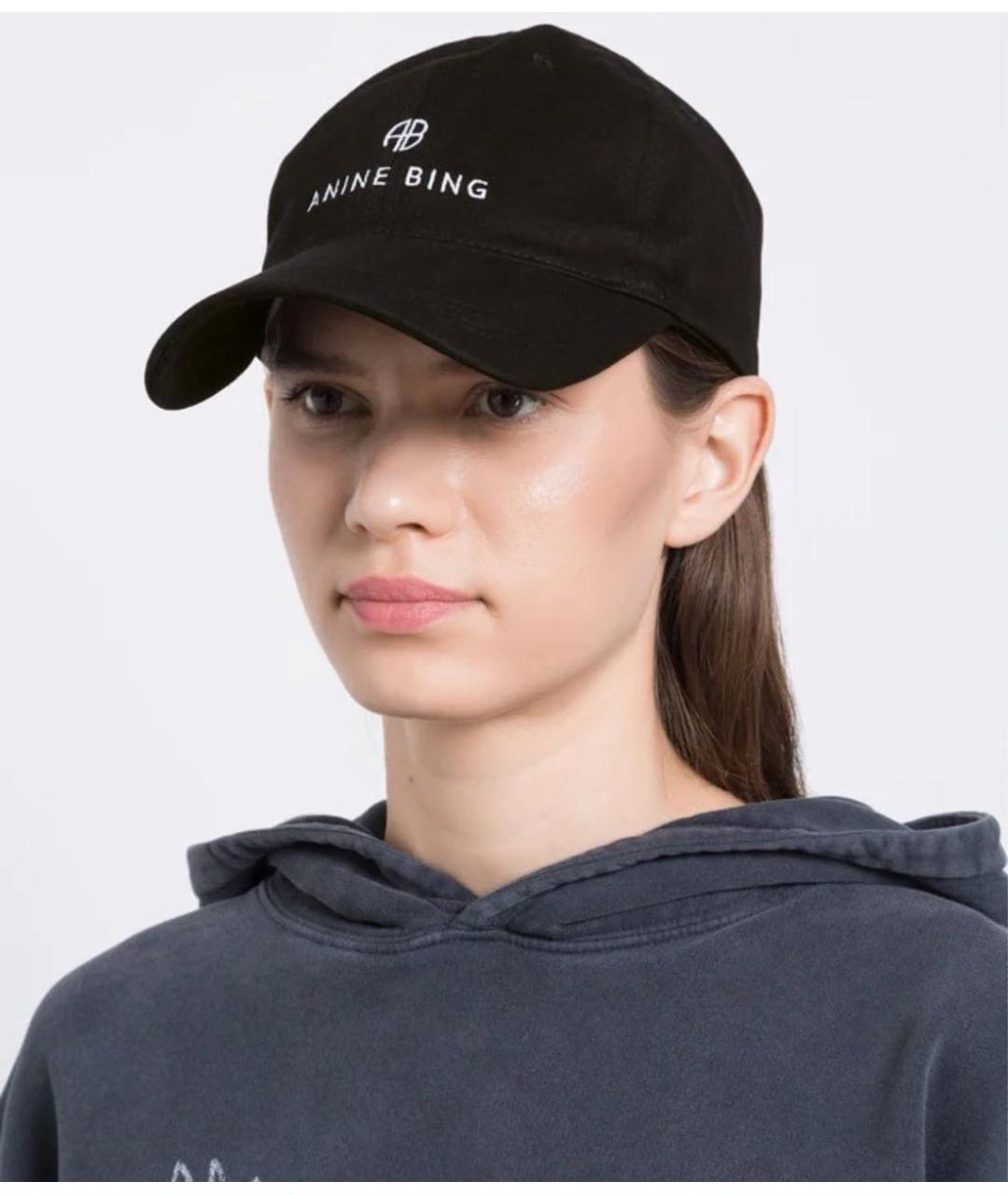 ANINE BING Черная хлопковая кепка, фото 2