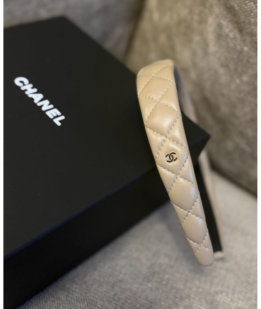 CHANEL Бежевый ободок, фото 2