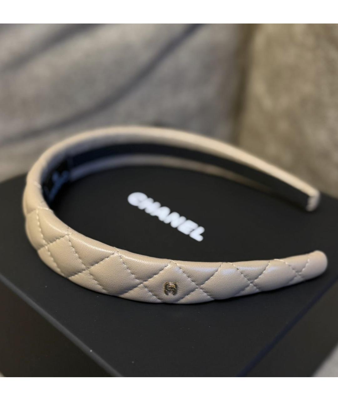 CHANEL Бежевый ободок, фото 4