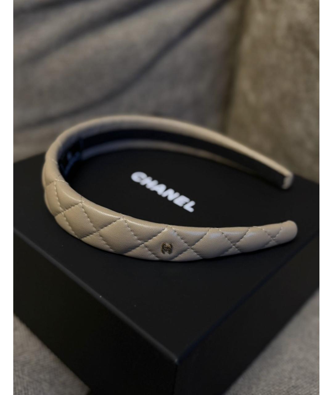 CHANEL Бежевый ободок, фото 3