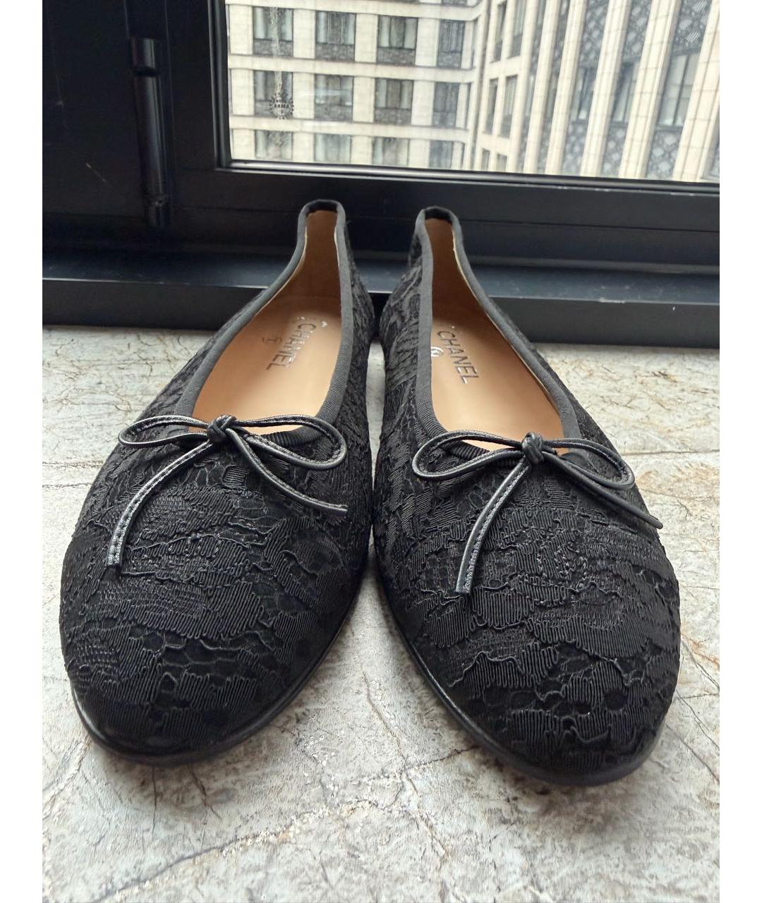 CHANEL Черные текстильные балетки, фото 2