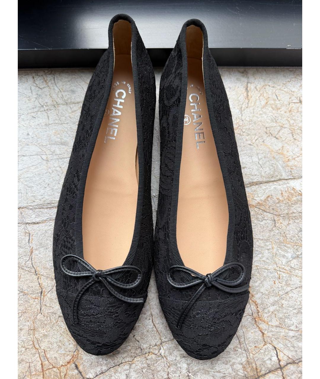 CHANEL Черные текстильные балетки, фото 3